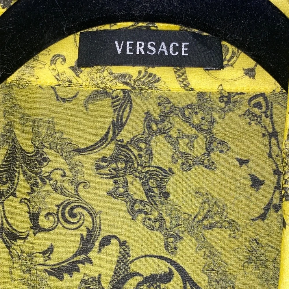Versace Neon Yellow and Black Patterned Blouse - Picture 2 of 16